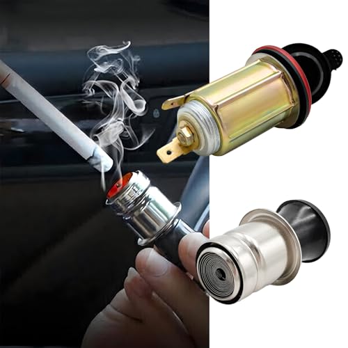 Image of Yourkar Car Cigarette Lighter, DC 12V Auto Cigarette Lighter Socket Plug Element, Cigarette Lighter with Cable for Most Cars, Trucks, Trailers, RVs, Boats, Universal Car Accessories (Colorful, Small)
