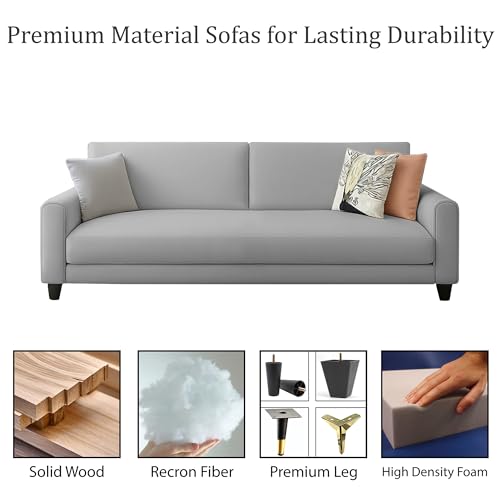 Image of Casaliving Kaven 3 Seater Sofa Set for Living Room (Grey Colour Fabric) Premium Fabric Sofa
