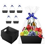 Geschenkkorb Leer Pappe, Geschenkkörbe Leer Groß – Weihnachten Geschenkbox – Geschenkverpackung Box für Valentinstag Geschenke [5er-Pack schwarz]