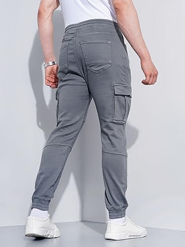 Image of Celio Mens Solid Grey Cargo Pants