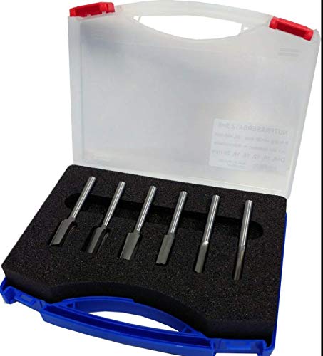 Groove Cutter Set XXL with Basic Cutting Edge Long Cutting Length 6-Piece Shank 8 mm 8-20 mm Total Length 90 mm