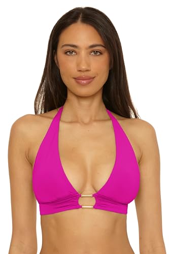 BECCA Women's Color Code Halter Bikini Top, Adjustable, Tie Back, Swimwear Separates