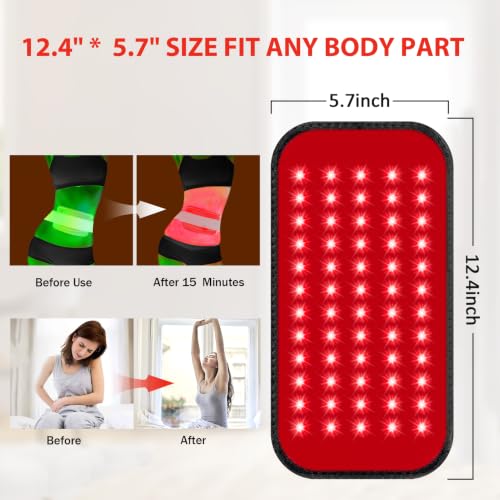 Image of Red Light Therapy for Body, 660nm 850nm Infrared Light Therapy Pad, Wearable Wrap with Timer Remote Control for Back Shoulder Waist Knee, Infrared Light Device Home Use, 12.4'' x 5.7'' Large Area