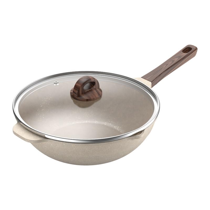 Wok de aluminio fundido 12.6 pulgadas con tapa