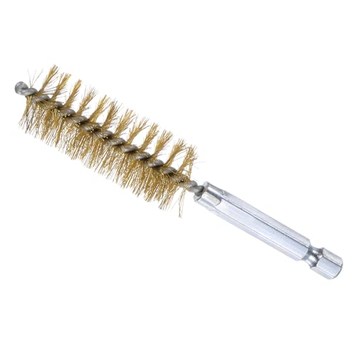 Image of Bore Brush, 19mm Dia 4 Inch Length, Brass Cleaning Wire Brushes with 1 /4 Inch Hex Shank - (Applications: for Power Drill, Die Grinder)