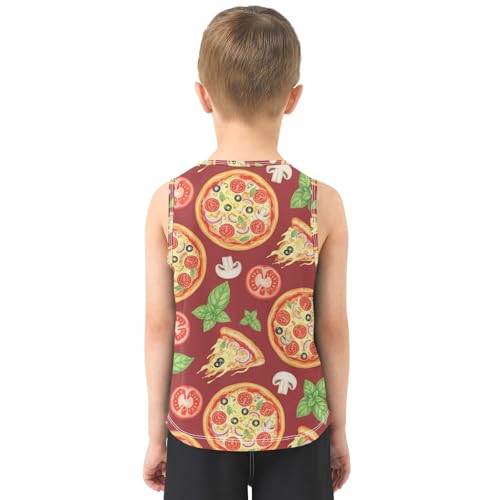 J JOYSAY Pizza Mushrooms Tomato Red Boys Tank Top Sleeveless Muscle Shirts Quick Dry Workout Active Sport Kids T-Shirts 3-15T3