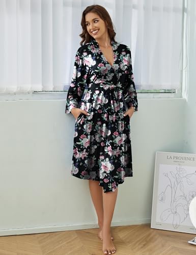 ENJOYNIGHT Women's Robes Set Sexy V-Neck 2 Piece Lingerie Nightgown With Robes Pajama Set Lace Cami Sleepwear4