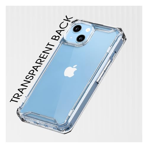 Image of Pikkme Back Cover for iPhone 13 / iPhone 14 PC + TPU Transparent Hybrid Shock Absorption Bumper Case (Transparent)