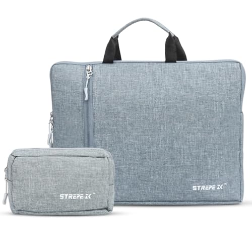 Image of 16 inch Laptop Case with Charger Pouch | 2 Components, Sleeve with Handle | for All Type of Notebooks up to 16 inches Lenovo, HP, Dell, Mac Book Pro, Mi, Asus | Laptop Cover Bag, Grey