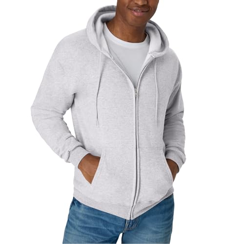 Hanes Men's Full-Zip Eco-Smart Hoodie, ash, Large