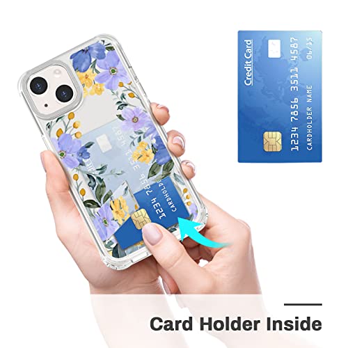 Coloretto Case Replaceable Cover Floral Phone Case For Iphone 13 With Stand & Card Holder,Cute Aesthetic Flower Clear Phone 13 Case For Teen Girls Women,Military Grade Drop Protection #TOP4