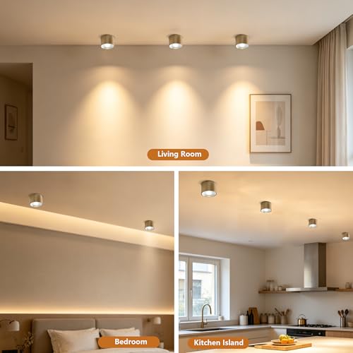 Image of Sedelan Mini Brass Ceiling Spot Light, 4.33 Inch Small Flush Mount Fixture, 7W 4500K LED Cylinder Lamp, Modern Indoor Accent Light for Closet Hallway Staircase Bedroom