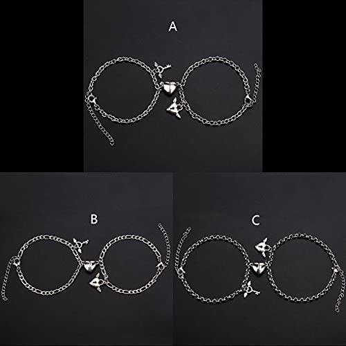 EAPTS O ímã de amor em aço inoxidável simples em forma de coração atrai um par de pulseiras masculin