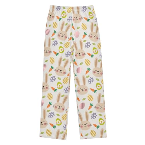 ZZXXB Bunny Carrot Egg Boys Long Pants Soft Trousers Elastic Waist Kids Lounge Bottoms with Pockets S-XL