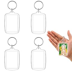 Idea Regalo - IKadiya Portachiavi Foto Acrilico Rettangolare in Plastica Trasparente, 4 PCS Portachiavi