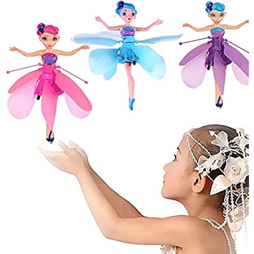 1 peça de brinquedos de fadas voadores Sky Dancer Fly Princess Doll sensor controlo mágico meninas interior e ao ar livre controlo remoto brinquedos voadores (tamanho único, rosa)