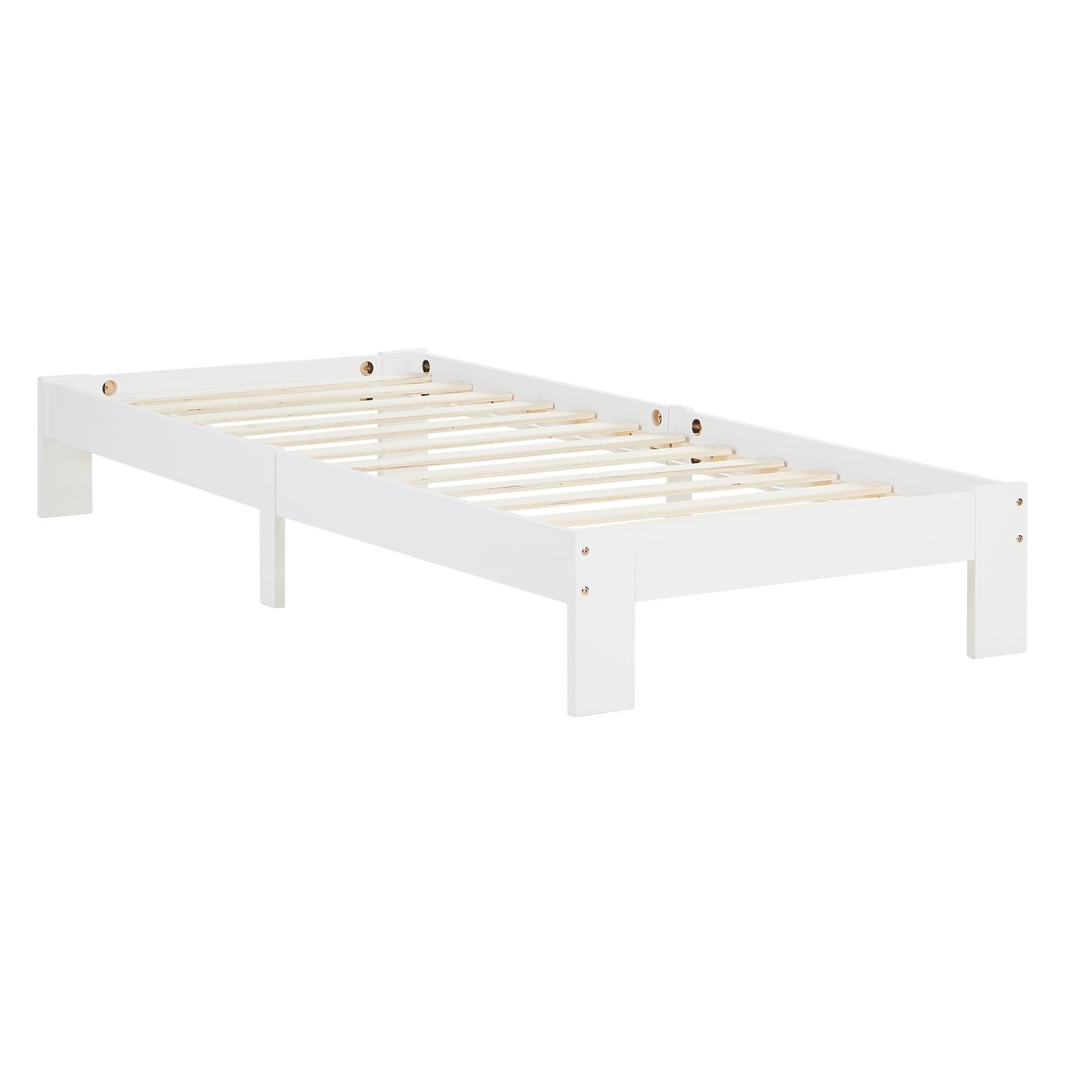 Homestyle4u 2521 Holzbett 90x200 mit Lattenrost Weiß