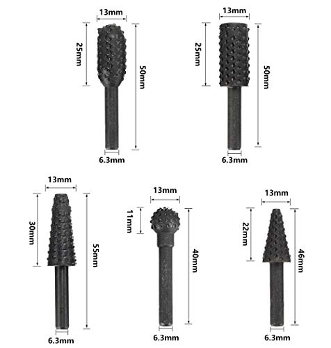 Saipor 10Stk. 3mm Schaft Rotary Burr HSS Fräser Set Frässtifte Holz für Dremel Multifunktionswerkzeug und 5Stk. 6mm Schaft Raspelfräser Holz Fräse Geeignet für Bohrmaschine
