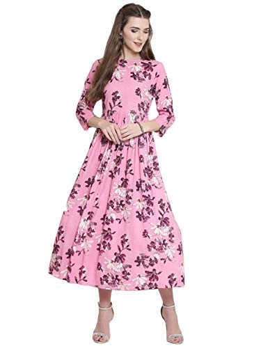 Image of Sera Women Floral Print fit & Flare Dress Pink
