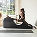 Avana Kami Convertible Chaise/Bed Bench for Yoga & Massage - 2-in-1 End of Bed Ottoman with Concealed Fold Out Yoga Lounge Chair, Microvelvet Black