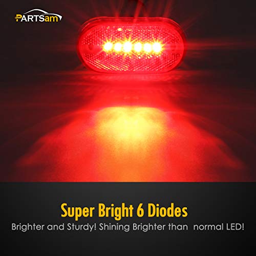 Partsam 2Pcs Red 4 Inch Oblong Led Clearance And Side Marker Lights Lamps With Reflex Lens [Dot Certified] Rv Camper Surface Mount, Sealed 2X4 Reflective Rectangular Rectangle Led Marker Lights 12V #TOP3