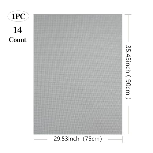 Image of 14CT Aida Cloth - 30x35 Inch Cross Stitch Fabric for Embroidery, Pre-Cut Needlework Material, Acid-Free, Durable Weave(Light Grey)