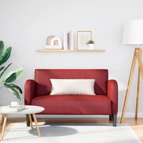Frdhee Sofá de esquina para salón, sofá de dos plazas, color rojo vino, 110 cm, piel sintética, chaise longue para salón dormitorio