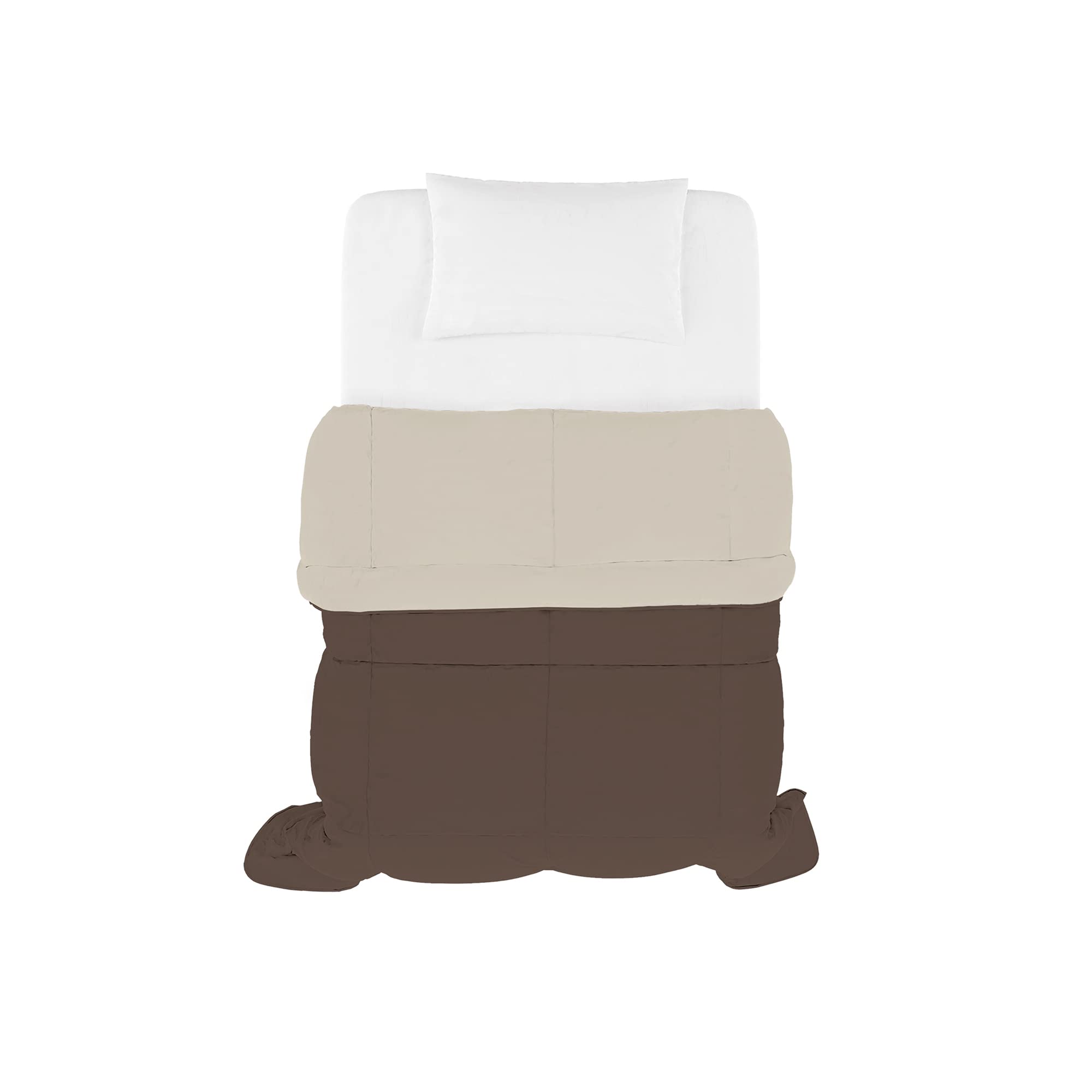 Italian Bed Linen Piumino Invernale Bicolore sogni e capricci, Bordeaux/Panna, Piazza e Mezza 200x200cm