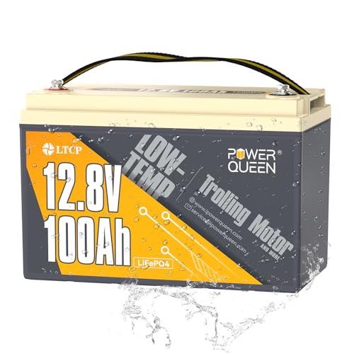 Baterie Power Queen 12,8V 100Ah LiFePO4, lithiová baterie s ochranou proti nízké teplotě, 100A BMS, energie 1280Wh, baterie s hlubokým cyklem 4000+ pro trollingový motor, kabinu, loď, solární systém RV