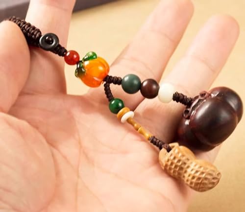 ROBAUN Drewniany breloczek do kluczy w kształcie orzeszków ziemnych, brelok 3D Persimmon do akcesoriów kluczyka samochodowego, zawieszki do torebki, Wielobarwny, 4.3" x 1.2" x 1.2"