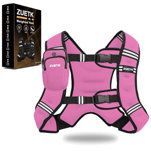 ZUETK Weighted Vest, 6lb/8lb/12lb/16lb/20lb/25lb/30lb Weight Vest with Reflective Stripe, Weighted Vest for Men Women Workout Equipment for Strength Training, Running, Jogging, Fitness, Weight Loss