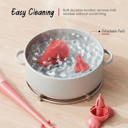 Image of TONY STARK Baby 3-in-1 Silicone Bottle Cleaning Brush Set | 360 Rotatable Handle, BPA-Free Soft Bristles for Cleaning Bottles, Nipples & Pacifiers Safely (Red1)