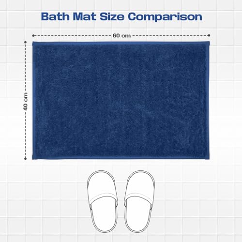 Image of enera Microfibre Bath Mat | Soft & Absorbent 2650 GSM | Non-Slip Latex Backing | Quick Dry, Washable Multipurpose Floor Mat for Bathroom, Bedroom, Kitchen & Home (Opella 40 x 60 cm) (Midnight Blue)