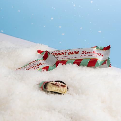 Image of Barebells Protein Bars Peppermint Bark - 12 Count, 20g Protein, Creamy Vanilla Nougat with 1g Sugar, White Chocolate Coated Snack for Breakfast or Post-Workout (Pack of 2)