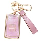 CARFRULTER for Renault Key Fob Cover with Keychain Lanyard, Pink Key Case Protection Shell Compatible with Renault Koleos Captur Megane Clio Smart Key Protector Holder