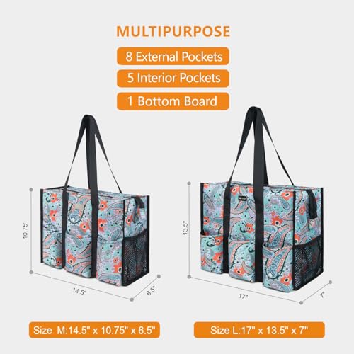 Image of TOPDesign Utility Water Resistant Tote Bag with 13 Pockets, Top Zipper Closure & Thick Bottom Support, for Working Women