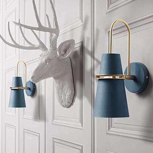 Applique murale macaron en métal bleu avec douille E27 style scandinave