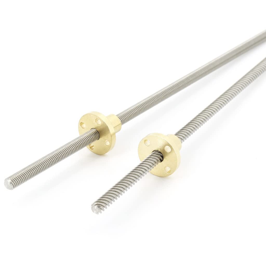 Husillo trapezoidal de acero inoxidable 304, 1 tornillo T6, longitud 180 mm, paso 2-12, con tuerca latón y varilla roscada