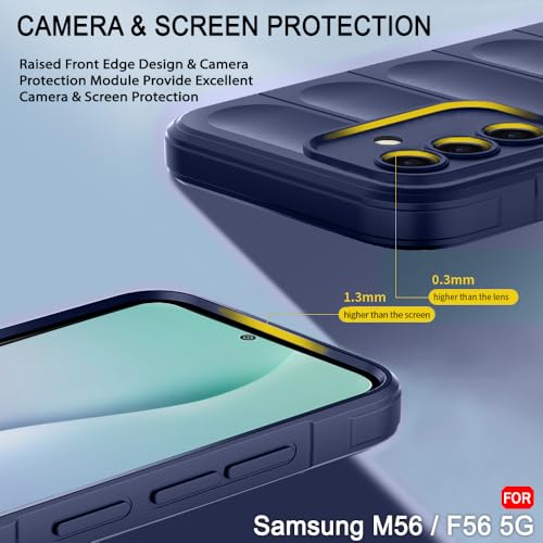 Image of TheGiftKart Liquid Silicon Back Cover Case for Samsung Galaxy M56 5G / F56 5G | Shockproof Military Grade Protection | Micro-Fibre Cloth On Inner Side | Anti-Slip Grip Back Cover Case (TPU, Blue)