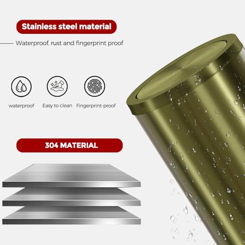 Image of 9L /2.4Gal Antique Bronze Bathroom Trash Can, Small Flip Garbage Can with Lid,Brushed,Single-Layer,Trash Bin for Laundry,Hotel,Office, Laundry Room (Bronze)