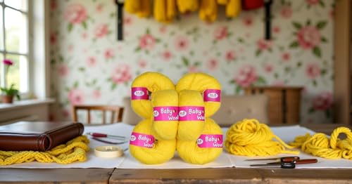 Image of 100% Acrylic Wool Kacha Pila 6 Pc Baby Wool 4 ply Wool Ball Hand Knitting Wool /Art Craft Soft Fingering Crochet Hook Yarn-ZCArt-IF