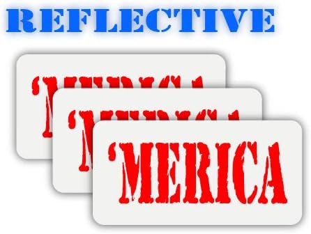 (3 Pack) Reflective Merica Hard Hat Stickers Bike Helmet Decals, Lunch Box Labels, Toolbox Patriotic Old Glory America USA AR-15 Lower Gun Stock, Size: 1 inch x 3 inch Each Decals