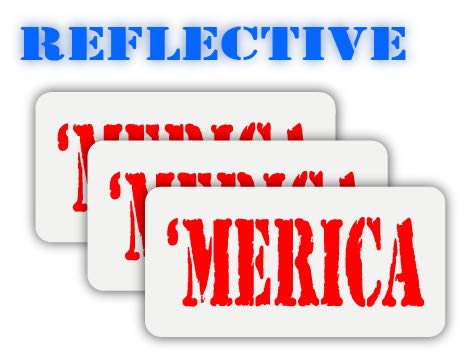 (3 Pack) Reflective Merica Hard Hat Stickers Bike Helmet Decals, Lunch Box Labels, Toolbox Patriotic Old Glory America USA AR-15 Lower Gun Stock, Size: 1 inch x 3 inch Each Decals