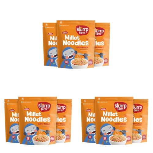 Image of Slurrp Farm No Maida Millet Noodles | Not Fried, No MSG | Curry Masala Flavour, Pack of 9 X 192g