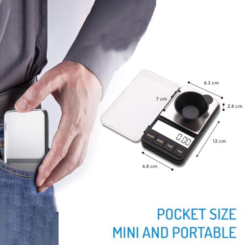 Image of Atom XS Electronic Pocket Digital Scale 300Gms x 0.01Gms | Digital Jewellery Scale | Atom XS A 105 Pocket Scale.,Black And White
