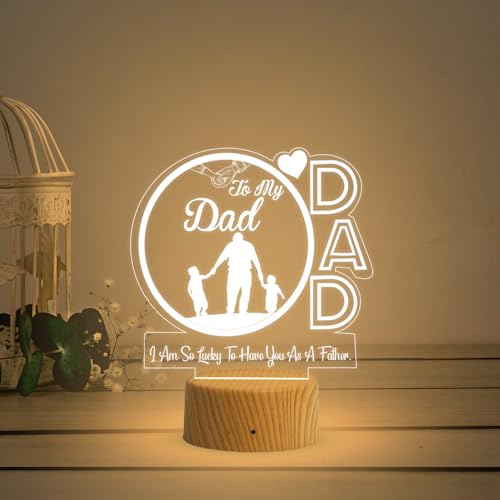 Image of Gift Me Bazar to My Dad Acrylic Led Night Lamp with Warm White Light & On /Off Touch Button | USB Powered | Birthday Gift for Dad | Fathers Day Gift | Express Your Love for Dad