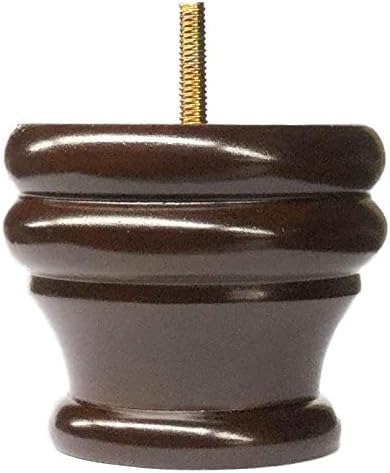 3" Round Dark Walnut Sofa Buns Wood Furniture Legs [3-5/8" Diameter] - Set of 4