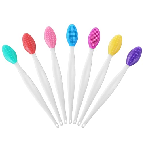 Oruola 7 Stück Pore Cleaning Brush,Silikon LippenbüRste,Doppelseitiges Silikon Gesichtsbürste für Männer Und Frauen,Tragbar Pore Brush Volles,Mitesser Bürsten,Silicone Peeling Werkzeug,Mehrfarbig
