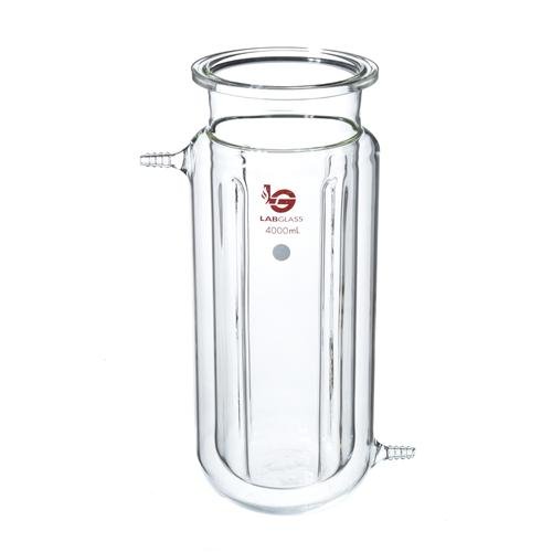 Wilmad-Lab Glass LG-8079B-108 Cylindrical Reaction Vessel, O-Ring Flange, Jacketed/Indented, 4 L Capacity
