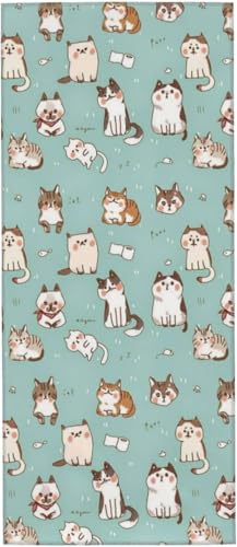 ねこちゃん 犬柄 可愛い タオル フェイスタオル マイクロファイバー ホテル仕様 ふわふわ 柔らか肌ざわり ハンドタオル 吸水速乾 薄手 バス用品 プレゼント 12x27.5in